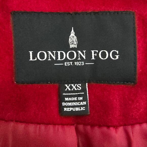 London Fog Peacoat Wool Blend Single-Breasted Women XXS 2XS Red Lined - Picture 10 of 12